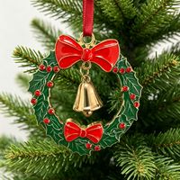 Pendentif couronne de Noël orné de cristaux étincelants, fermoir en alliage avec strass brillants, pour décoration festive de sapin de Noël