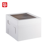 Boîtes à gâteaux en carton ondulé pliables recyclables carrées blanches classiques Offre Spéciale différentes tailles pour les fenêtres transparentes de gâteaux de 8 à 12 pouces