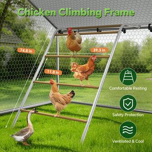 Enclos à poulets en métal 10x5x6.4ft, poulailler extérieur avec perchoir, couverture imperméable résistante aux UV, toit en forme de spirale - Product Image 6