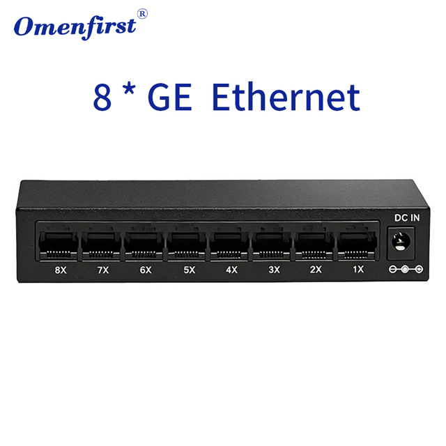 8 Port 1000Mbps Mini Ethernet Switch Compact Desktop Network Hub Plug and Play DC 5V 12V Power Input for Small Business Office