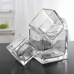 Bestsun bán buôn 300ml vuông rõ ràng rỗng Glass Cube Candle Jar