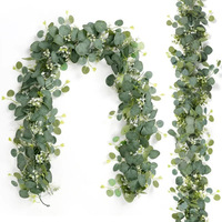 Plantes vertes artificielles, lianes d'eucalyptus, fleurs artificielles en plastique pour murs intérieurs, décoration de la maison