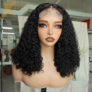 <span class=keywords><strong>Bombe</strong></span> spécial Curl perruques 200% densité sans colle Afro bouclés dentelle fermeture court Bob vague d'eau perruques cheveux humains perruque naturelle - Product Image 6