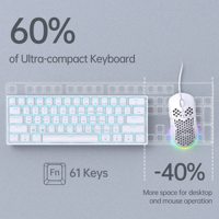 Teclado Mecánico para Juegos de 61 Teclas con Anti-Ghosting, Nuevo, para Computadoras Portátiles y PC con Windows