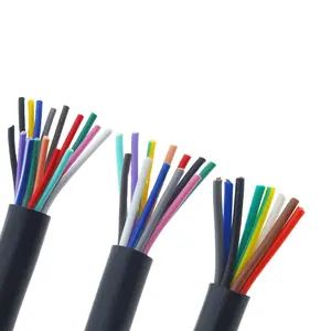 Cable Black 26AWG 0.12mm2 Copper Wire 2/3/4/5/6/7/8/10/12/14/16/20 Core Pins Control Signal Line RVV