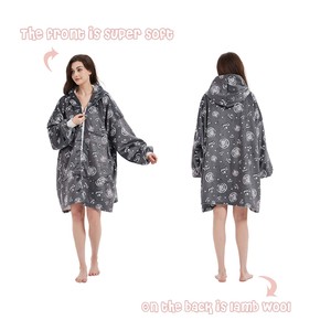 New Custom Design Printing <strong>Oversized</strong> Sweatshirt <strong>Blankets</strong> Warm Sherpa Wearable Hooded <strong>Blanket</strong> <strong>Hoodie</strong> With Zipper for Adult Kids - Product Image 2