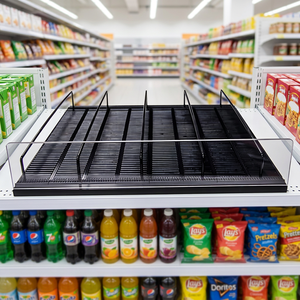 Étagère à rouleaux automatique à alimentation par gravité, réglable, pour supermarché, présentoir réfrigéré pour boissons avec séparateur - Product Image 1