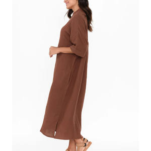 Robe en coton moka pour femmes manches d'été chemise de nuit solide impression numérique personnalisation en gros robe en tissu de fromage à vendre - Product Image 3