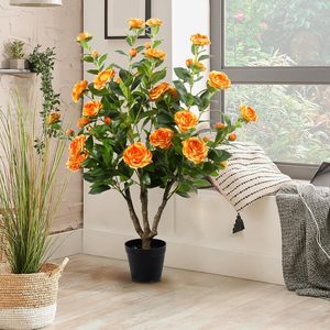 Gran oferta de árbol Floral de planta en maceta naranja falso para exteriores, gran variedad de plantas en maceta, árbol de Camelia Artificial para la decoración interior de la puerta delantera del hogar - Product Image 3