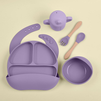 Ensemble complet d'alimentation pour bébé en silicone de haute qualité : bavoirs, chauffe-biberon, assiettes, pour garçons, nouveau-nés, entraînement à l'alimentation, sans BPA, résistant à la chaleur
