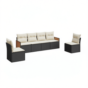 Ensemble de canapés de jardin en rotin PE noir, mobilier d'extérieur durable au design contemporain, coussins en mousse haute densité - Product Image 1