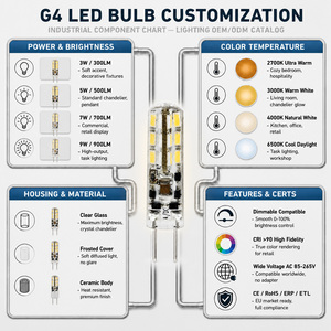 หลอดไฟ LED G4 1.5W CCT ปรับเปลี่ยนสีได้ 2700K 3000K 6000K SMD 2835 24LED AC DC 12V ซิลิโคน 70-90LM CRI80 CE RoHS ETL 15000H - Product Image 5