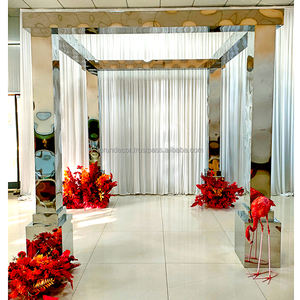 ฉากหลังงานแต่งงานกลางแจ้งทรงสี่เหลี่ยมแบบเรียบง่ายทันสมัย ทำจากสแตนเลสสีเงินแบบกระจก สำหรับงานแต่งงาน - Product Image 2