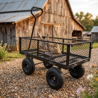 Chariot de jardin mobile à quatre roues en acier Strongway, revêtement en poudre verte, chariot robuste avec garantie d'un an, utilisation en extérieur OEM
