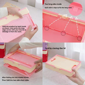 Panier de pique-nique pliable multifonctionnel - Boîte de rangement en plastique PP pour collations, boissons et articles essentiels quotidiens, design gain de place - Product Image 4