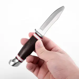 Cuchillo de explorador de seguridad para niños, Punta Romo con logotipo personalizado, mango de madera, hoja fija grabada