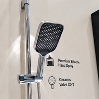 Robinet de baignoire chromé à poignée unique de haute qualité, design moderne, barre coulissante, installation facile, douche carrée à jet de pluie poli