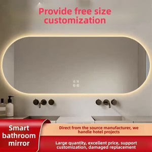 <span class=keywords><strong>Espejo</strong></span> de <span class=keywords><strong>Baño</strong></span> Ovalado Moderno Minimalista Simple con Tira de Luz LED, Cristal Antivaho, Marco de Aluminio, Montaje en Pared, Inteligente, IP44 - Product Image 4
