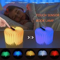 Veilleuse à LED en bois pour livre, lampe d'ambiance pliable en forme de livre, lampe de chevet rechargeable par USB pour cadeau d'anniversaire