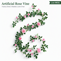 Guirnalda Floral Artificial de Rosas Austin Real Touch con Hojas Verdes de 1.8M para Decoración de Bodas, Paredes, Hogar y Fiestas