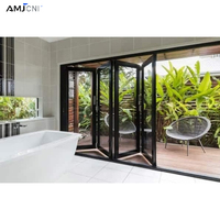 Porte et fenêtre en aluminium gris anthracite AMJ Factory, porte en verre commerciale, porte pliante extérieure en aluminium pour patio