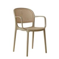Chaise moderne et mignonne en plastique PP, chaise ronde en plastique avec coussin en cuir, ensemble de chaises