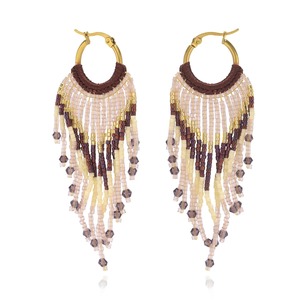 Boucles d'oreilles créoles à la mode faites à la main pour femmes bijoux de luxe au design perlé élégant - Product Image 1