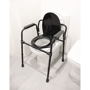 PEPE P40012 Black Commode <b>Chair</b> with Adjustable Seat, Toilet Raise <b>Chair</b>, <b>Shower</b> <b>Chair</b> for the Elderly - Product Image 2