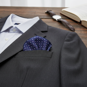 Navy Blue, <b>White</b>, Blue Patterned Jacquard Woven Neckerchief - Product Image 3