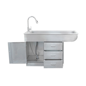 Table de travail en acier inoxydable avec évier et armoire pour les soins médicaux hospitaliers - Product Image 3