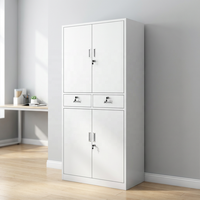 Armoire de classement commerciale contemporaine en acier, verrouillable, avec 2 tiroirs centraux, étagères réglables, pour un stockage sécurisé des documents