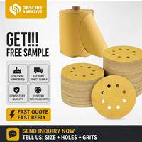 Disque de ponçage rond jaune de 6 pouces à 15 trous, dureté moyenne, auto-agrippant, OEM/ODM, pour ponceuse orbitale aléatoire