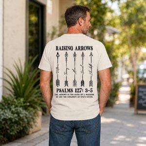 T-shirt Raising Arrows pour papa, cadeau pour la fête des pères, personnalisé avec des noms et des versets du psalmes 127 3-5, chemise en coton pour hommes - Product Image 4