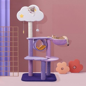 Jouets pour animaux de compagnie de luxe modernes, grande tour multi-niveaux en bois, arbre à gratter et à grimper pour animaux de compagnie - Product Image 1