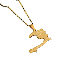 Gioielli minimalisti impermeabili in acciaio inossidabile collana di Haiti con ciondolo mappa nazionale del paese - Product Image 1