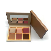 Palette de fard à joues et surligneur personnalisé 6 couleurs Meilleur fard à joues Poudre facile à mélanger Palette de fard à joues compacte Marque privée