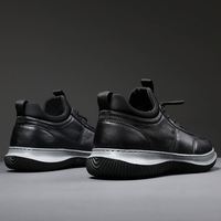Chaussures pour hommes transfrontalières, chaussures en cuir décontractées avec semelle souple et lacets de couleur unie, tige en PU respirante, chaussures à semelle épaisse
