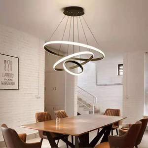 Restaurantlamp Eettafel Lamp Moderne Drie-Ring Kamer Bar Hangende Cirkel Ringen Goud Moderne Led Hangende Kroonluchter - Product Image 6