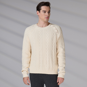 Customized High-quality Embroidery Logo <b>Jumper</b> Winter Cable Knitted Casual <b>Pullover</b> Long Sleeve 100% Cotton Sweater for Men - Product Image 1