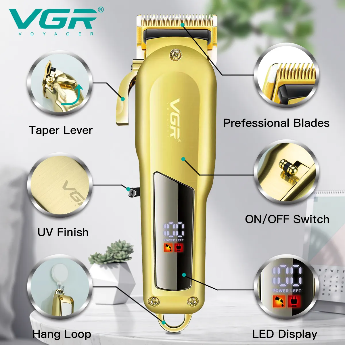 Vgr V-278 Kapper Tondeuse Hair Cut Machine Elektrische Trimmer Oplaadbare Professionele Draadloze Tondeuse Voor Mannen