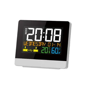 EWETIME 8291B hediye renk dijital masa saati 2 USB şarj portu ile dijital saat büyük ekran