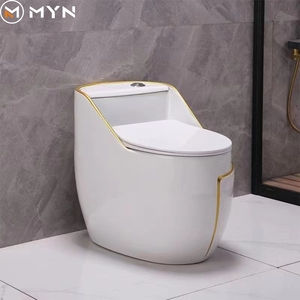 Phòng tắm sang trọng bán buôn commode một mảnh gốm trắng grey Egg shape P Trap dòng vàng nhà vệ sinh - Product Image 2