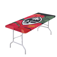 Nappe de table demi-circulaire élastique imprimée rose marine pour événements, nappe de table d'hôtel à imprimé fantaisie, couvre-table de pique-nique
