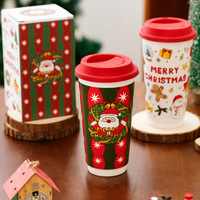 Nouvelle tasse en céramique de Noël 2025, tasse à eau pratique pour la maison, tasse de bureau, tasse à café ou à lait mignonne avec couvercle en silicone, cadeaux de Noël uniques