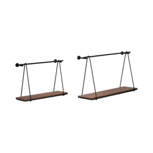 Mensola Minimalista da Parete in Metallo e Legno, Stile Moderno Sospeso per Arredamento Casa e Ufficio - Product Image 2