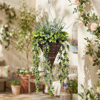 Usine OEM/ODM – Vente en gros de fausses guirlandes de fleurs suspendues, plantes artificielles d'eucalyptus et de lavande pour la décoration murale de jardins et de mariages