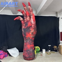 Main de démon gonflable effrayante tachée de sang, ballon décoratif gonflable en forme de main de monstre pour fête d'Halloween, accessoire extérieur