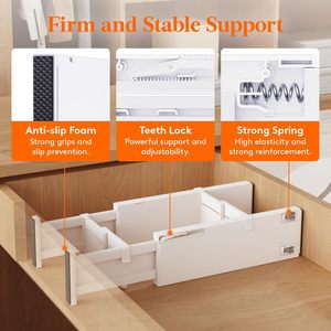 Lifewit 8-Pack ajustable 4 \ "alto cajón <span class=keywords><strong>organizadores</strong></span> 13,5 \"-22 \ "separadores <span class=keywords><strong>de</strong></span> <span class=keywords><strong>plástico</strong></span> expandibles <span class=keywords><strong>para</strong></span> <span class=keywords><strong>ropa</strong></span> tocador <span class=keywords><strong>de</strong></span> maquillaje - Product Image 4