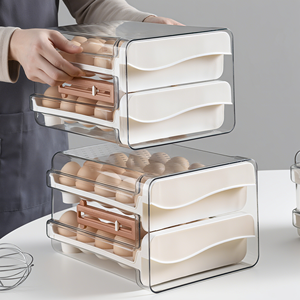 Trong suốt PET + PP tủ lạnh trứng Giá ngăn kéo-phong cách Stackable hộp lưu trữ hai lớp trứng lưu trữ container lưu trữ hộp - Product Image 4