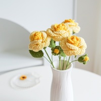 Tissé à la main Rose Artificielle Crochet Bouquet Décoration de La Maison Fleurs pour Noël Graduation Nouvel An Photographie Props